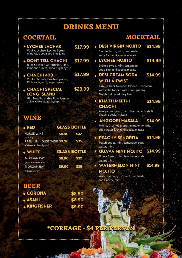 drinks menu