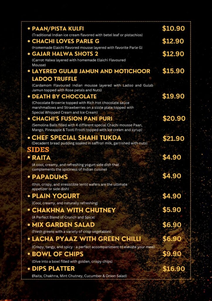 food menu
