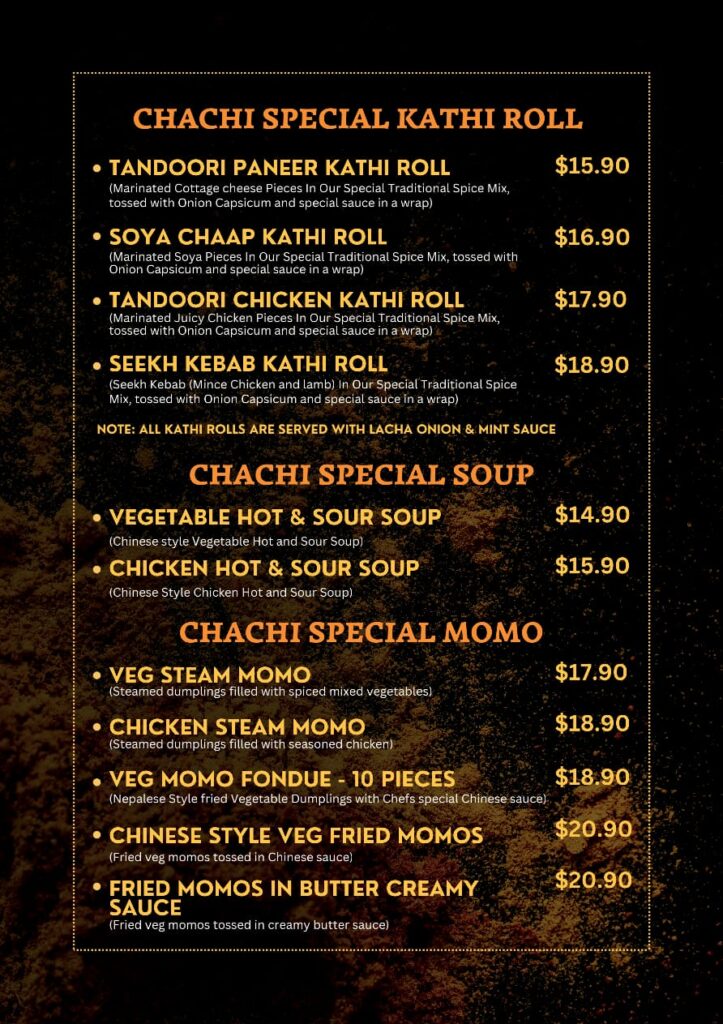 chachi special menu