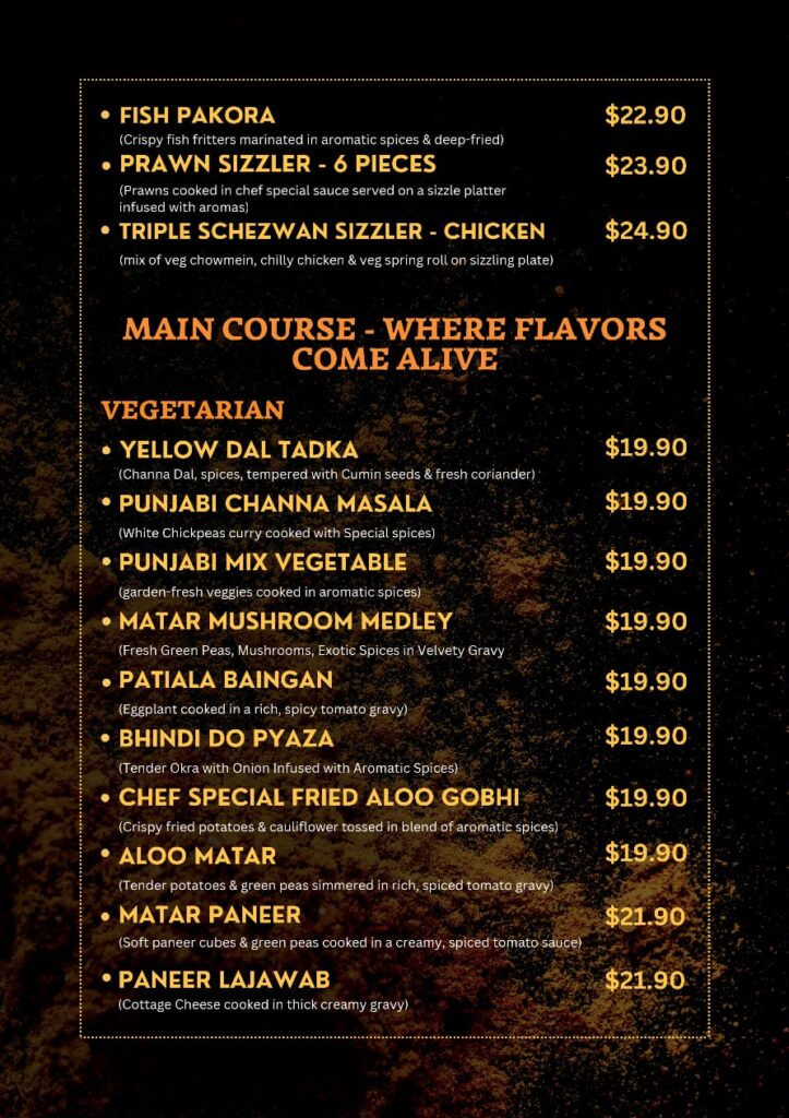 main course menu
